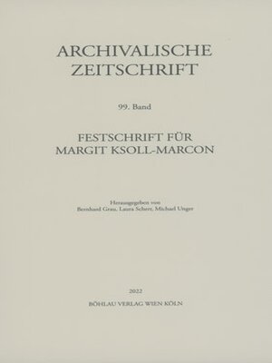 cover image of Archivalische Zeitschrift 99 (2022)